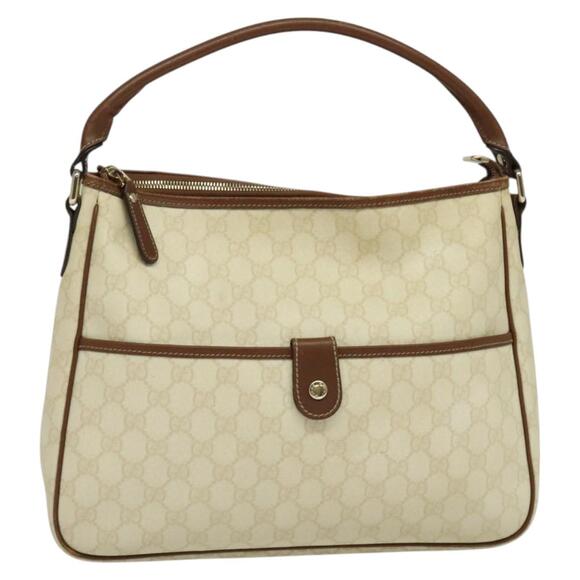 GUCCI GG Supreme Shoulder Bag Pvc White Gold - Picture 1 of 16
